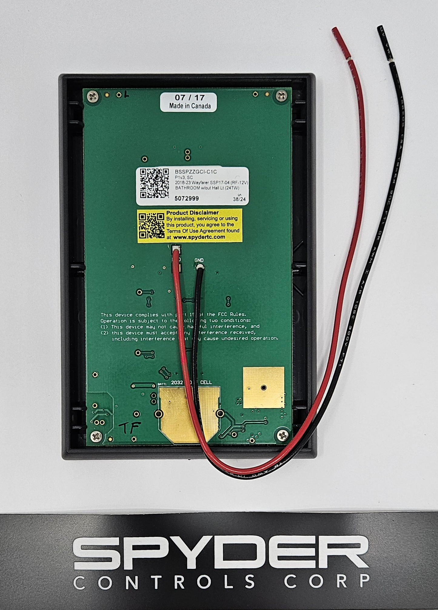 5072999 BSSPZZGCI-C1C Sw Panel Assy, SSP17 (RF-12V), Tiffin - 2018-2023 Wayfarer 24TW, Bath w/o Hall LT, Z, 5072999