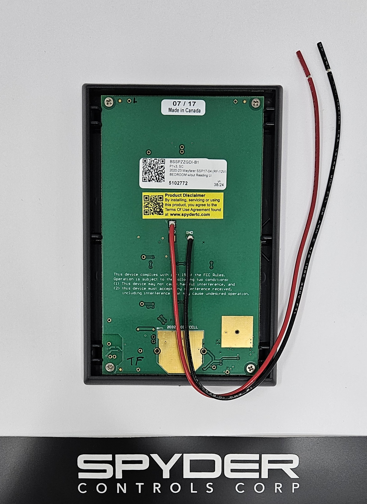 5102772 BSSPZZGDI-B1 Sw Panel Assy, SSP17 (RF-12V), Tiffin - 2020-2023 Wayfarer, Bedroom w/o Reading LT Z