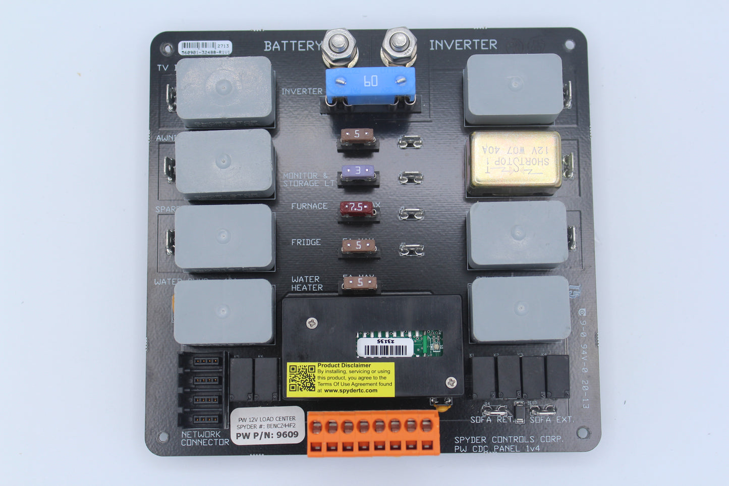 *Return for repair - Contact Spyder* 9609 BENCZ44F2 Enclosure Assy, DC Loadcenter, Pleasure-Way, Z